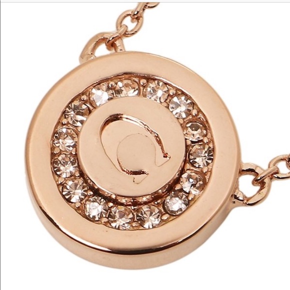 Coach Rose Gold C Pave Signature Pendant Necklace - Picture 4 of 7